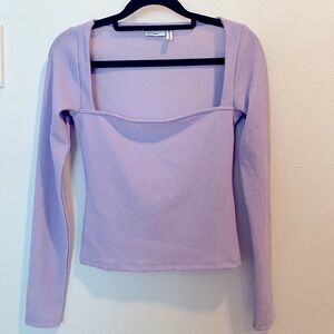 Lilac crinkle square neck top
